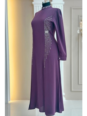 Amine Hüma Duru Abiye Elbise Violet