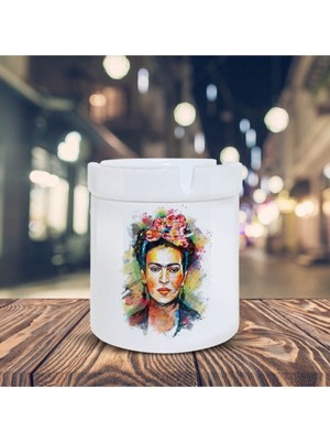 Frida Kahlo Renkli Baskılı Seramik Küllük Kül Tablası 10476