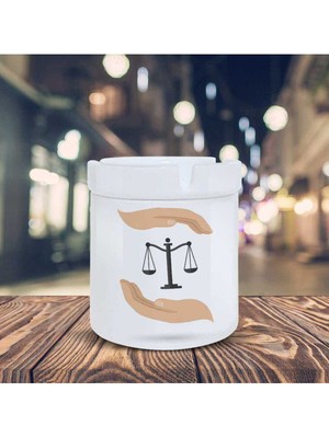 Adalet Simgesi Terazi Baskılı Küllük Seramik Kül TABLASI-08881