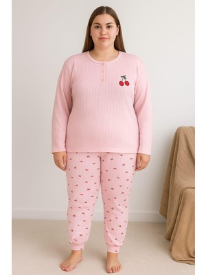 Pemilo Kadın Büyük Beden Raporlu 0249 Pijama Takımı Pembe