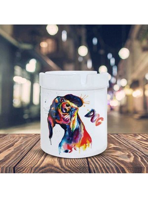 Rengarenk Sevimli Köpek Dog Baskılı Küllük Kül Tablası -74185