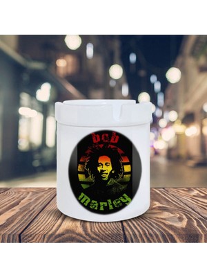 Beyaz Bob Marley Renkli Baskılı Seramik Küllük Kül TABLASI-20158