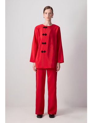 Touche Kırmızı Tunik Pantolon Kupra Takım MKN4004