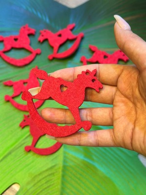 Gönülden Tasarım 6 Lı Kırmızı At Arma Keçe Arma Set 7x7 cm
