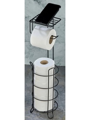 Mk Yapı Mk Telefon Raflı Yedekli Wc Kağıtlık-Siyah