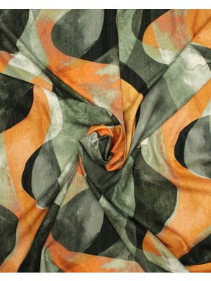 Sardo Kumaş Geometrik Desenli Dijital Baskılı Silva Simli Kumaş / En 1,50 cm - Elbise , Perde ve Kırlent