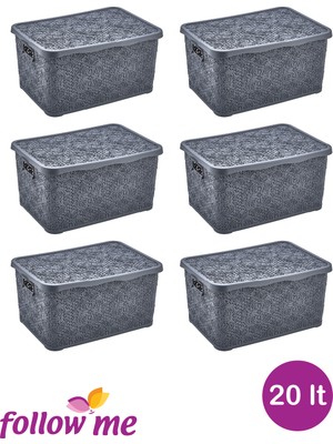 Follow Me Nakış Çok Amaçlı Kutu 20LT (Gri)(6 Adet)