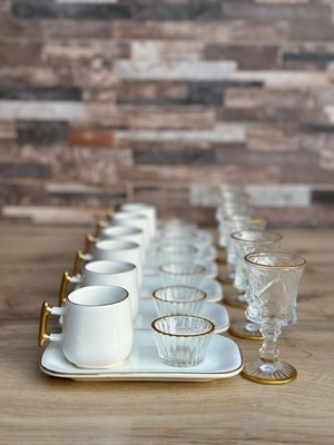 Hediye Köşkü Eliza 24 Parça Lüks Kahve Sunum Seti, 6 Kişilik Full Set