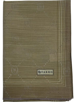 Vakko Pamuk Ipek Şal - Bordürlü Monogram - Soft Yeşil