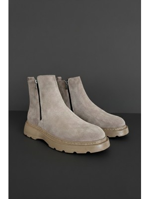 Muggo Chelsey Hakiki Deri Çift Fermuarlı Erkek Kışlık Bot