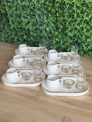 Hediye Köşkü 6 Kişilik 30 Parça Lüks  Daisy Kahve Sunum Seti