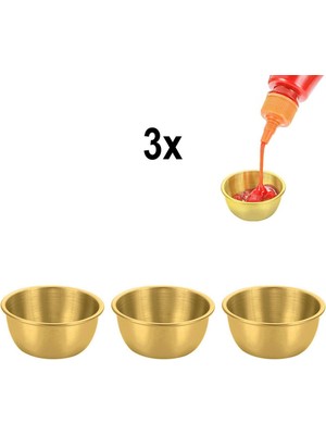 Chavin 3 Adet 304 Çelik 50 ml Mini Sosluk Kahvaltılık Ketçap Mayonez Sos Kabı MT164SR-3