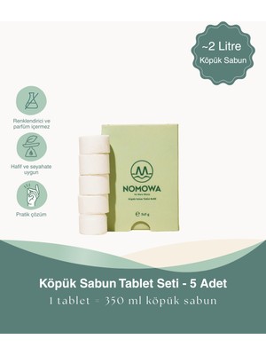 Nomowa Köpük Sabun Tablet Seti - 5 Adet (~2 Litre Köpük Sabun)