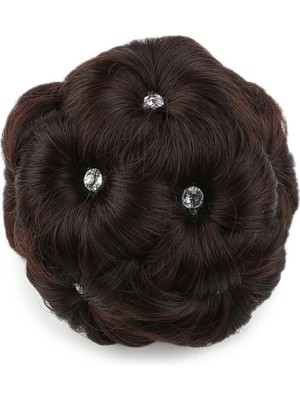 Marsilyan Taşlı Topuz Toka - Koyu Kahve