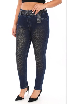 AlanyaXXL Büyük Beden Kadın Leopar Baskı Toparlayıcı Ekstra Battal Fit Pantolon