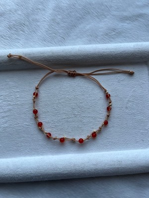 Pel Design Minimal Karnelyan Taşı Ip Bileklik & Halhal