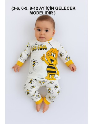 Bilge Trend Arı Maya Desenli %100 Pamuklu Penye Çocuk Pijama Takımı