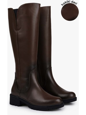 Shoeberry Kadın Perla Açık Kahve Hakiki Deri Çizme