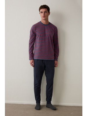 Penti Kırmızı Erkek Çizgili Jogger Pijama Takımı