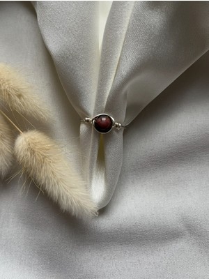 Pel Design Rodonit Taşı Ayarlanabilir Gümüş Renk Tel Yüzük El Yapımı