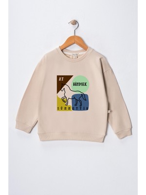 Dekim Moda Erkek Çocuk " At Binmek Sünnettir"  Baskılı Pamuklu Sweat