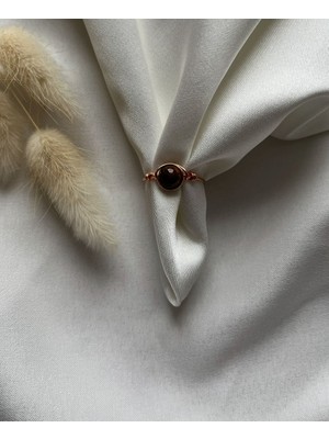 Pel Design Kaplangözü Taşı Ayarlanabilir Bakır Renk Tel Yüzük El Yapımı