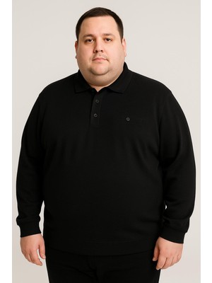 Ercan Büyük Beden Erkek Polo Yaka Uzun Kol Sweatshirt - 7417