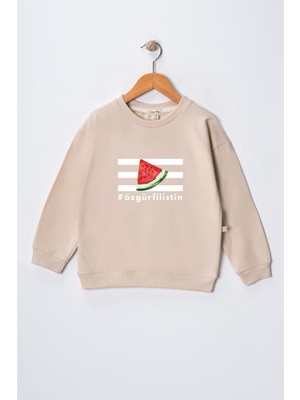 Dekim Moda Kız Çocuk " Özgür Filistin"  Baskılı Pamuklu Sweat