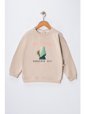 Dekim Moda Kız Çocuk " Hz Fatıma"  Baskılı Pamuklu Sweat