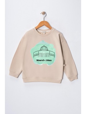 Dekim Moda Kız Çocuk " Mescidi Aksa"  Baskılı Pamuklu Sweat