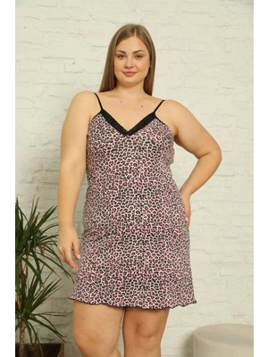 Marsilyan- Kadın Pamuklu Ip Askılı Büyük Beden Gecelik