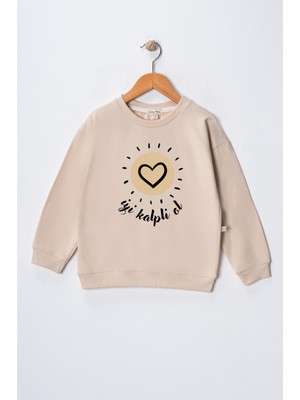 Dekim Moda Kız Çocuk " Iyi Kalpli Ol"  Baskılı Pamuklu Sweat