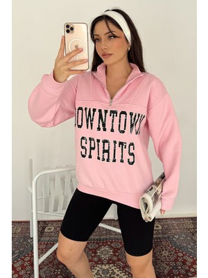 Noa Noa Kadın Fermuarlı Baskılı Sweatshirt – Downtown Energy