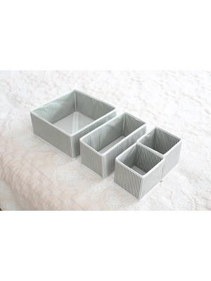 Çekmece Düzenleyici Set – 4’lü Gri Organizer Kutular (Gri)