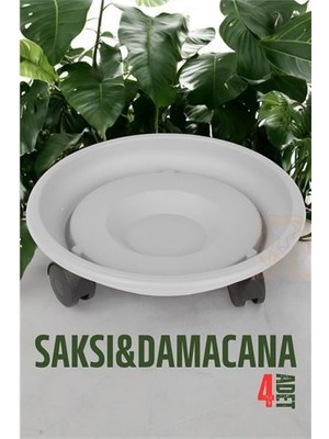 Hsnet Tekerlekli Saksı Altığı 4 Adet 37 cm Beyaz - F266K908-U57266