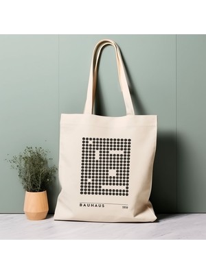 Ninastore %100 Pamuklu Tote Çanta, Bauhaus, Orta Yüzyıl Modern, Çevre Dostu Estetik Alışveriş Çantası, Ömürlük Çanta
