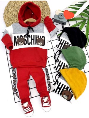 Venüs Shopping 9-12-18-24 Ay Kapşonlu Ip Bağlama Baskılı 2li Bebek Takımı Kırmızı