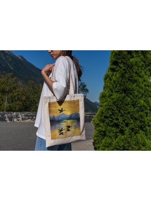 Ninastore Maligne Gölü, Jasper Milli Parkı, Kanada Tote Çanta - Şirin Tote Çanta, Tote Çanta, Estetik Tote Çanta, Estetik Tote Çanta, Hediye Tote Çanta