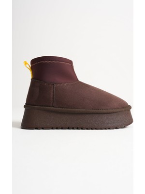 Fantastik Store Nadia Kadın Acı Kahve Kışlık Içi Kürklü Kalın Taban Bot