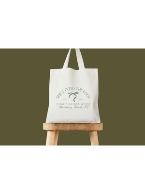 Ninastore She's Tying The Knot Tote: Fiyonklu, Pamuklu Kanvas - Kişiselleştirilmiş