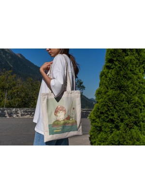 Ninastore Orman Balıkçılığı Dostları Tote Çantası - Coquette Tote Çantası, Cottagecore Tote Çantası, Rahat Tote Çantası
