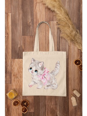 Ninastore Sevimli Çift Taraflı Kedi Saldırısı Tote Çantası - Cottagecore, Sevimli Tote Çanta, Sevimli Kediler, Komik Kediler, Kedi Çekirdeği, Kedi Tote Çantası, Sevimli Hayvan Tote Çantası
