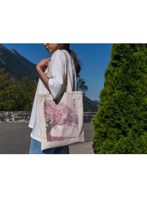 Ninastore Pembe Kiraz Çiçeği Ağacı Tote Çantası - Şirin Tote Çantalar, Kitap Çantaları, Pembe Tote Çantalar, En Iyi Tote Çanta Koleksiyonu, Estetik Tote Çantalar