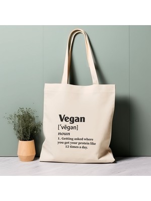 Ninastore %100 Pamuklu Tote Çanta, Vegan Tanımı. Çevre Dostu Alışveriş Çantası, Ömür Boyu Çanta.