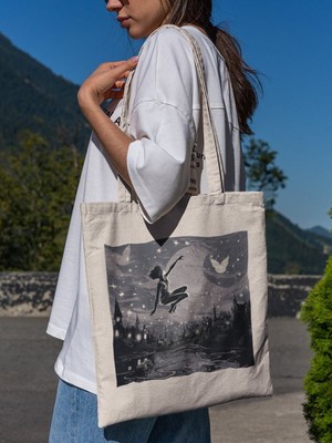 Ninastore Yıldızlı Ethereal Dünya Tote Çantası - Nightcore, Peri Masalı, Estetik Tote Çantalar