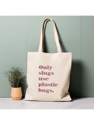Ninastore %100 Pamuklu Tote Çanta, Sadece Cüruflar Plastik Poşet Kullanır. Çevre Dostu Alışveriş Çantası, Ömür Boyu Çanta