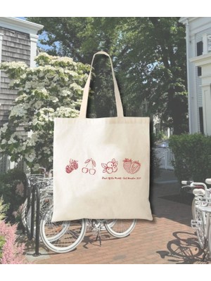 Ninastore Nedime Tote Çantası: Çiftçi Pazarı Teması (Pamuklu Kanvas, Özelleştirilebilir)