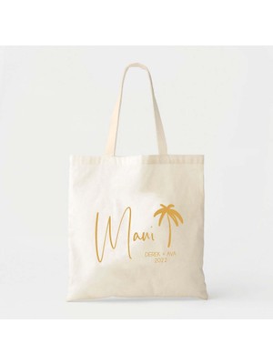Ninastore Düğün Hoş Geldiniz Çantası: Tropikal Maui Tasarımı (Özel Pamuklu Kanvas)