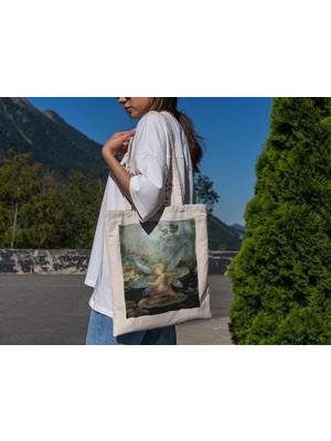 Ninastore Sevimli Peri Tote Çantası - Estetik Tote Çanta, Peri Çantası, Kanvas Çanta, Alışveriş Çantası, Kitap Çantası