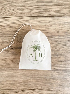 Ninastore Palmiye Ağacı Hediye Çantası: Destinasyon Düğünleri Için Muslin Bağcıklı
